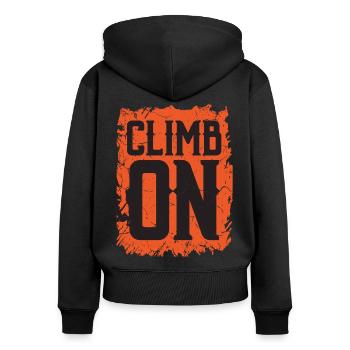 Les dictons d’alpinisme grimpent sur - Sweat à capuche zippé Premium bio Femme - noir - Dos - Julia (174cm)