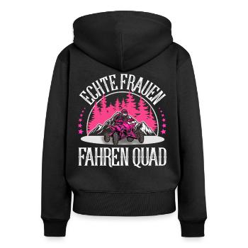 Quad ATV Offroad Quadfahrer - Frauen Premium Bio Zip Hoodie - Schwarz - Hinten - Julia (174cm)