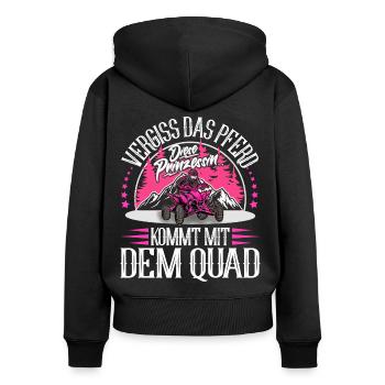 Quad ATV Offroad Quadfahrer - Frauen Premium Bio Zip Hoodie - Schwarz - Hinten - Julia (174cm)