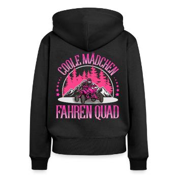 Quad ATV Offroad Quadfahrerin - Frauen Premium Bio Zip Hoodie - Schwarz - Hinten - Julia (174cm)