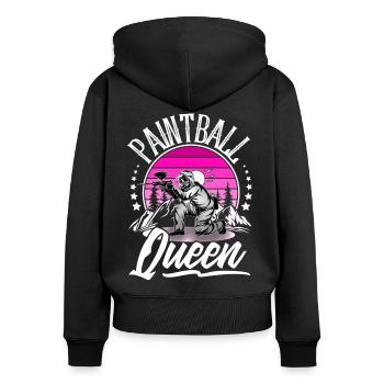 Paintball - Frauen Premium Bio Zip Hoodie - Schwarz - Hinten - Julia (174cm)