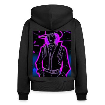 Goth Synthwave Outrun Goth Cowboy - Sweat à capuche zippé Premium bio Femme - noir - Dos - Julia (174cm)