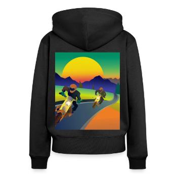 Vaporwave Esthétique Sunset Mountains - Sweat à capuche zippé Premium bio Femme - noir - Dos - Julia (174cm)