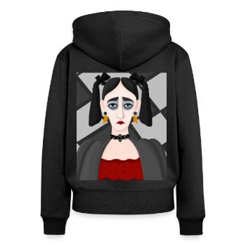 Cubisme Art Portrait d’une fille goth dans - Sweat à capuche zippé Premium bio Femme - noir - Dos - Julia (174cm)