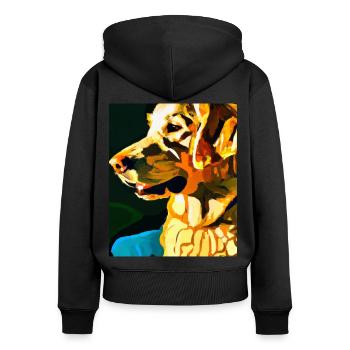 Golden Retriever Portrait Cubisme Chien - Sweat à capuche zippé Premium bio Femme - noir - Dos - Julia (174cm)