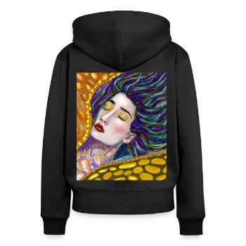 Mermaid Portrait Gustav Klimt Style - Women's Premium Organic Zip Hoodie - black - Back - Julia (174cm)