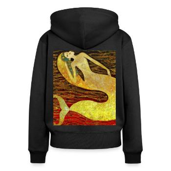 Meerjungfrau Portrait Gustav Klimt Style - Frauen Premium Bio Zip Hoodie - Schwarz - Hinten - Julia (174cm)