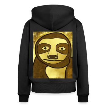 Sloth Portrait Funny Cubism Gustav Klimt - Women's Premium Organic Zip Hoodie - black - Back - Julia (174cm)