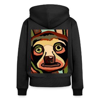 Portrait paresseux Drôle de cubisme - Sweat à capuche zippé Premium bio Femme - noir - Dos - Julia (174cm)