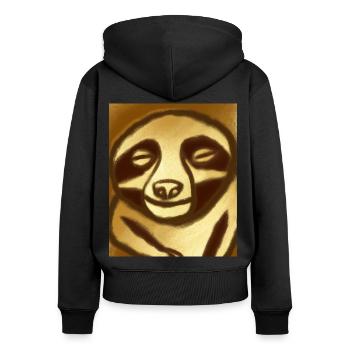Sloth Portrait Funny Cubism Gustav Klimt - Women's Premium Organic Zip Hoodie - black - Back - Julia (174cm)