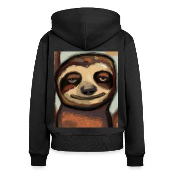 Portrait paresseux Drôle de cubisme - Sweat à capuche zippé Premium bio Femme - noir - Dos - Julia (174cm)