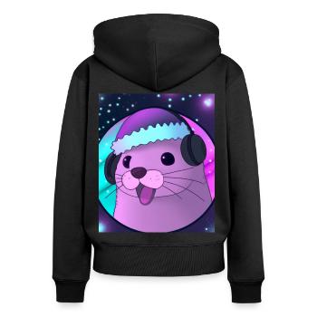 Loutre avec chapeau de Noël - Sweat à capuche zippé Premium bio Femme - noir - Dos - Julia (174cm)
