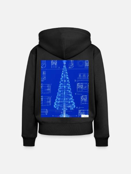 Weihnachten Weihnachtsbaum Schematic Blaupause - Frauen Premium Bio Zip Hoodie - Schwarz