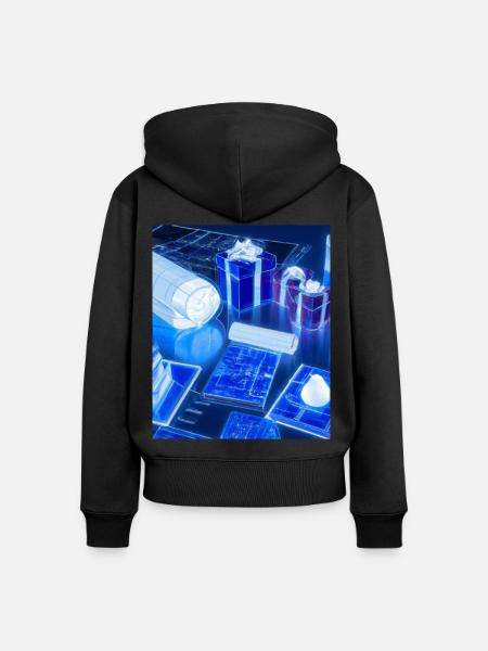 Weihnachten Weihnachtsbaum Schematic Blaupause - Frauen Premium Bio Zip Hoodie - Schwarz