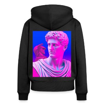 Vaporwave Statue Buste romain - Sweat à capuche zippé Premium bio Femme - noir - Dos - Julia (174cm)