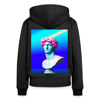 Vaporwave Statue Buste romain - Sweat à capuche zippé Premium bio Femme - noir - Dos - Julia (174cm)
