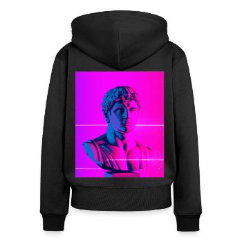 Vaporwave Statue Buste romain - Sweat à capuche zippé Premium bio Femme - noir - Dos - Julia (174cm)