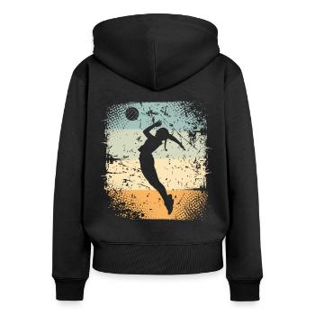 Volleyball - Frauen Premium Bio Zip Hoodie - Schwarz - Hinten - Julia (174cm)