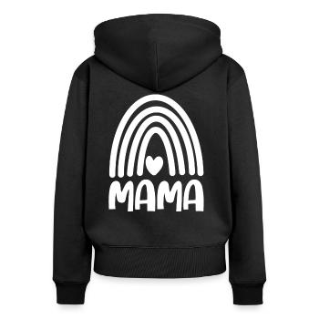 Mama - Frauen Premium Bio Zip Hoodie - Schwarz - Hinten - Julia (174cm)