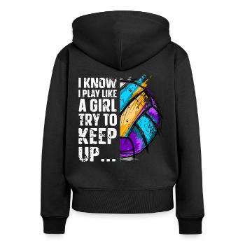 Volleyball - Women's Premium Organic Zip Hoodie - black - Back - Julia (174cm)