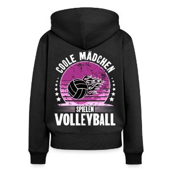 Volleyball - Frauen Premium Bio Zip Hoodie - Schwarz - Hinten - Julia (174cm)