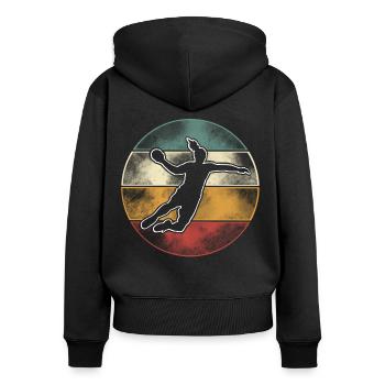 Handball Handball Joueur de handball féminin - Sweat à capuche zippé Premium bio Femme - noir - Dos - Julia (174cm)
