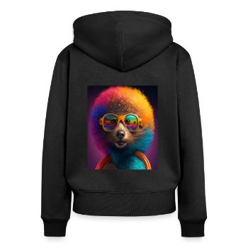 African Otter Pride Pop Art Black Afro Otter - Women's Premium Organic Zip Hoodie - black - Back - Julia (174cm)
