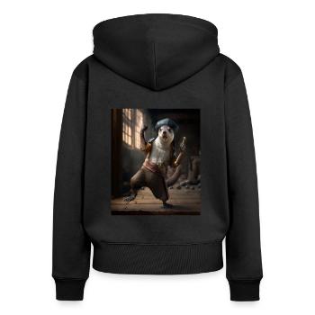 Cute Sea Otter Pet Dabbing Pirate Otter - Women's Premium Organic Zip Hoodie - black - Back - Julia (174cm)