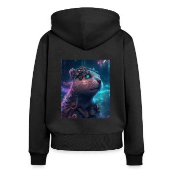 Science Fiction Evolved Animal Robot Otter - Frauen Premium Bio Zip Hoodie - Schwarz - Hinten - Julia (174cm)