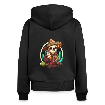 Cute Sloth Animal Owners Drunk Mexican Sloth - Frauen Premium Bio Zip Hoodie - Schwarz - Hinten - Julia (174cm)