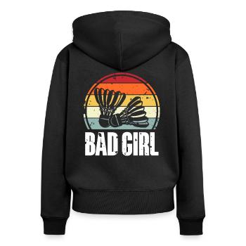 Badminton - Frauen Premium Bio Zip Hoodie - Schwarz - Hinten - Julia (174cm)