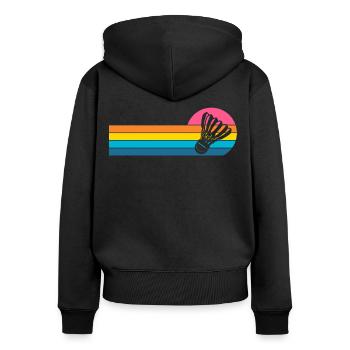 Badminton - Frauen Premium Bio Zip Hoodie - Schwarz - Hinten - Julia (174cm)