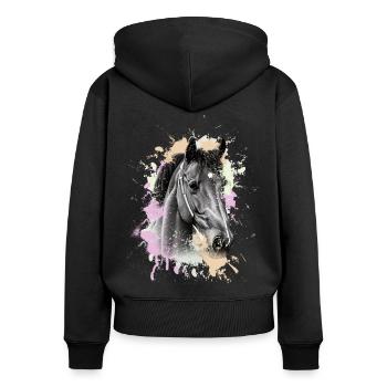 Horse - Women's Premium Organic Zip Hoodie - black - Back - Julia (174cm)