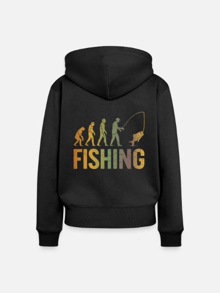 Evolution fürs Angeln - Frauen Premium Bio Zip Hoodie - Schwarz