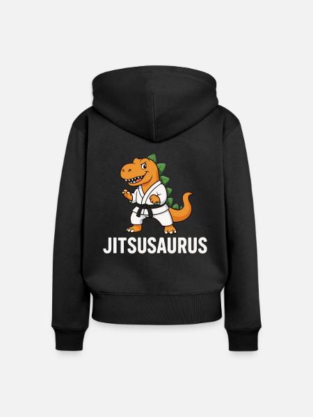 Jitsusaurus – BJJ Dino - Frauen Premium Bio Zip Hoodie - Schwarz
