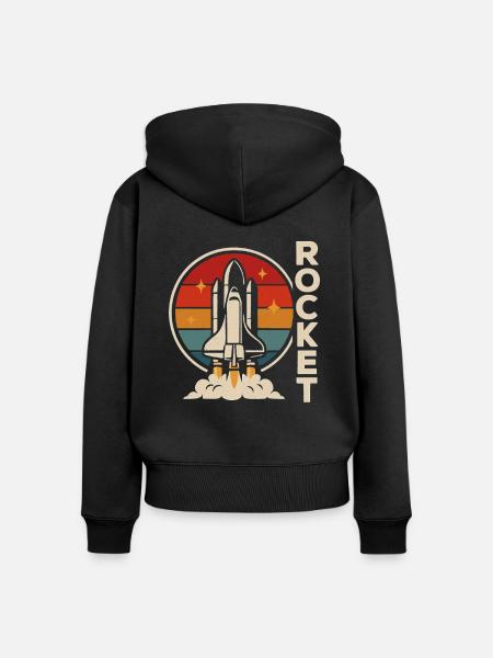 Raketen Rocket Fans - Frauen Premium Bio Zip Hoodie - Schwarz