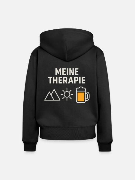 Therapie - Berge, Bier, Sonne - Frauen Premium Bio Zip Hoodie - Schwarz