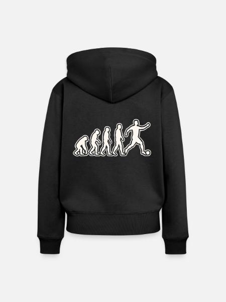 Evolution zum Fußballspieler - Premium økologisk hoodie med lynlås til kvinder - sort