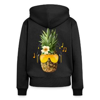 Fette Ananas Beats - T-Shirt Sommermotiv - Frauen Premium Bio Zip Hoodie - Schwarz - Hinten - Julia (174cm)