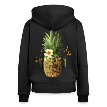 Best-seller Pineapple Design - Sweat à capuche zippé Premium bio Femme - noir - Dos - Julia (174cm)