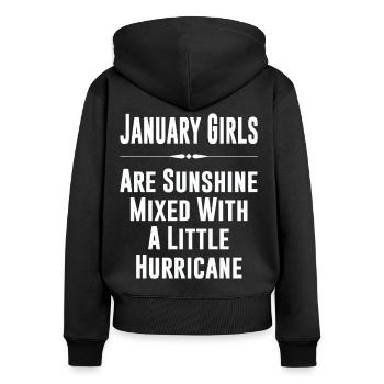 filles soleil Janvier sont - Sweat à capuche zippé Premium bio Femme - noir - Dos - Julia (174cm)