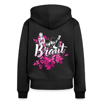 JGA, Hochzeit, Braut - Frauen Premium Bio Zip Hoodie - Schwarz - Hinten - Julia (174cm)