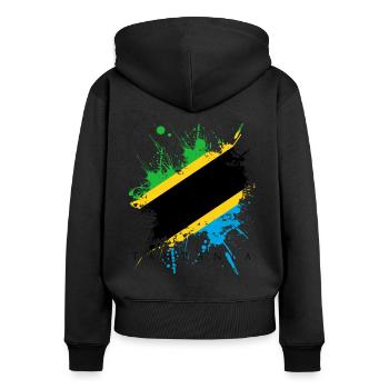 Tanzanie afrique serengeti drapeau drapeau pays - Sweat à capuche zippé Premium bio Femme - noir - Dos - Julia (174cm)