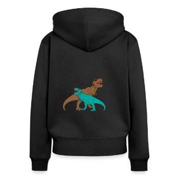 T-REX - Thyrannosaurus Rex - Frauen Premium Bio Zip Hoodie - Schwarz - Hinten - Julia (174cm)