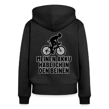 Fahrradfahrer mit Muskelkraft - Ohne Akku - Frauen Premium Bio Zip Hoodie - Schwarz - Hinten - Julia (174cm)