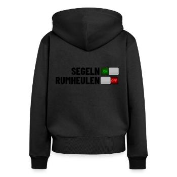 segeln harte seemänner - Frauen Premium Bio Zip Hoodie - Schwarz - Hinten - Julia (174cm)