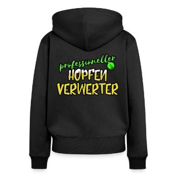 Hopfenverwerter für Biertrinker und HobbyBrauer - Frauen Premium Bio Zip Hoodie - Schwarz - Hinten - Julia (174cm)