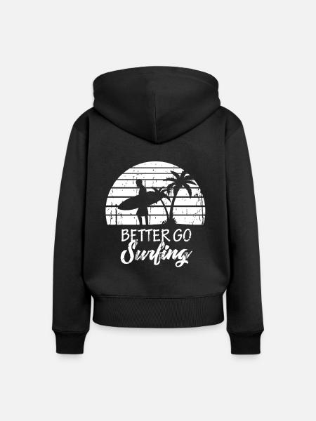 Surfing - Frauen Premium Bio Zip Hoodie - Schwarz