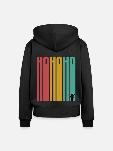 hohoho retro - Frauen Premium Bio Zip Hoodie - Schwarz