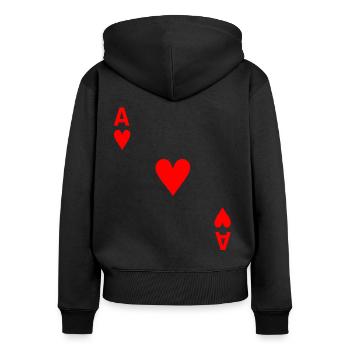 Ass - Frauen Premium Bio Zip Hoodie - Schwarz - Hinten - Julia (174cm)